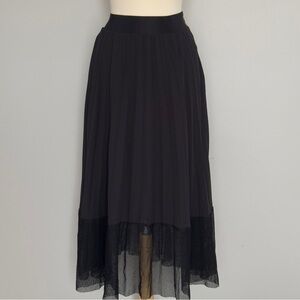 RACHEL Rachel Roy Black Pleated Midi Skirt Size S